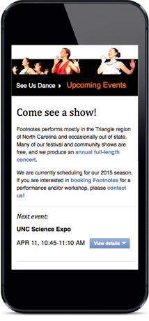 Footnotes Upcoming Events Mobile View